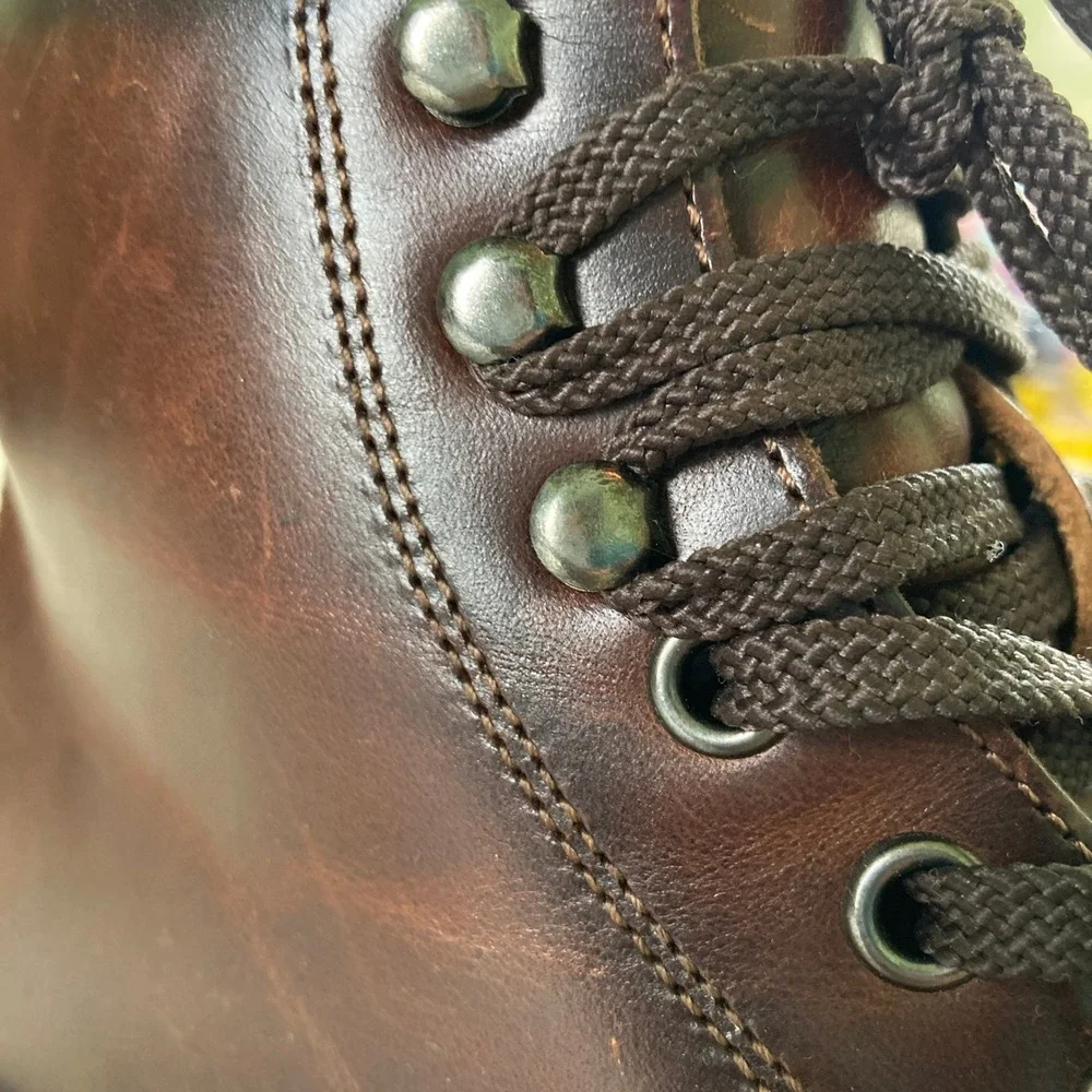 Zara Men's Brown Leather Ankle Lace-Up Chukka Boots Motorcycle (Size EU 40)